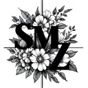 "S M Z" small floral design tattoo design idea