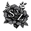 "S M Z" small floral design tattoo design idea