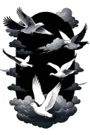 clouds and doves tattoo design idea