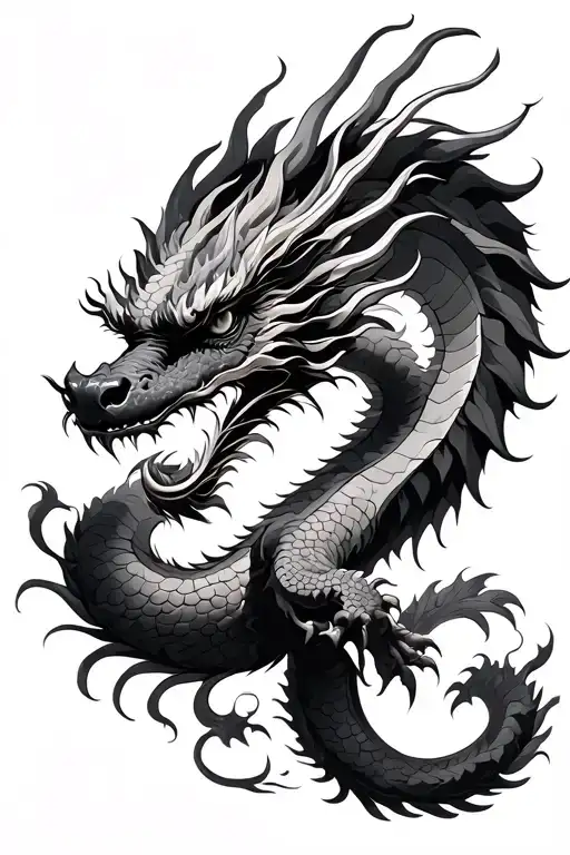 vietnamese dragon emerging tattoo design idea