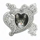 my cat in a heart shaped locket  tattoo design idea