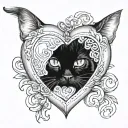 my cat in a heart shaped locket  tattoo design idea