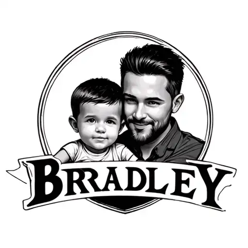 father and son tattoo using the last name bradley tattoo design idea