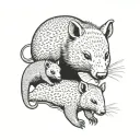 wombat, kangaroo, echidna heads swimming tattoo design idea