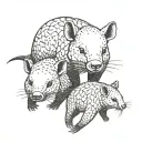 wombat, kangaroo, echidna heads swimming tattoo design idea