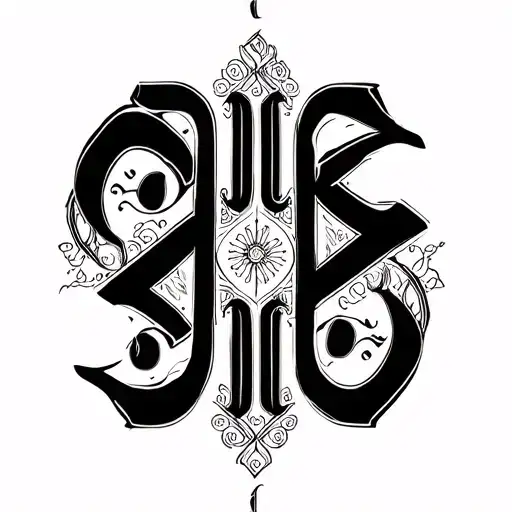 Ambigram of Nishu and Ruhi tattoo design idea