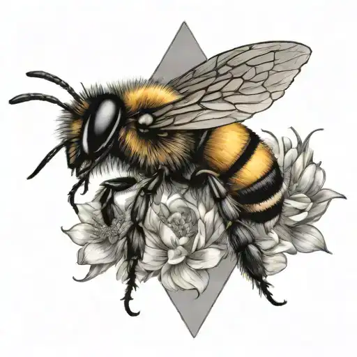 bumble bee in a triangle tattoo design idea