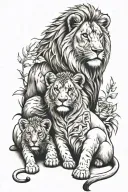 Lion and Cub sitting together tattoo design idea