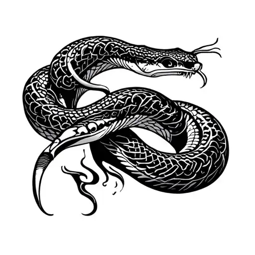 Japanese -style snake tattoo design idea