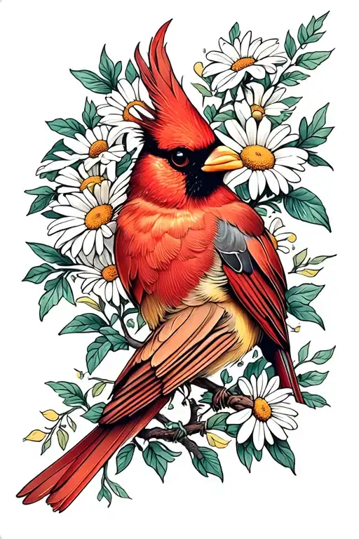 daisys cardinal vines tattoo design idea