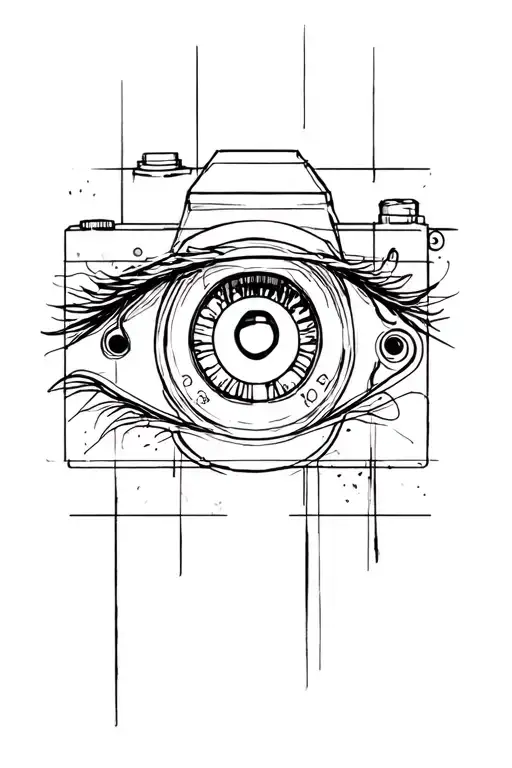 camera and eye in the lens tattoo design idea