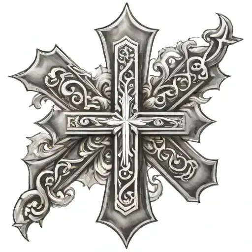 joshua 1:9 inside of cross simple tattoo design idea