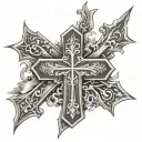 joshua 1:9 inside of cross simple tattoo design idea