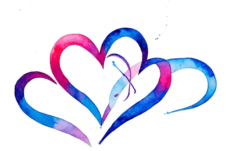 hearts connected and 3D tattoo design idea