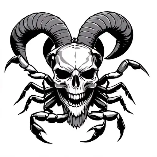 aries skull et scorpion holding tattoo design idea