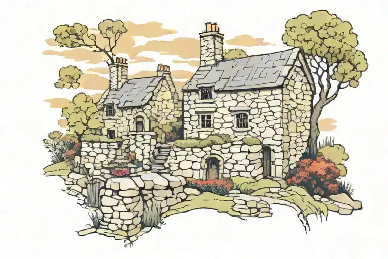 drystone wall cotswolds tattoo design idea