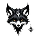 black fox gothic tail tattoo design idea