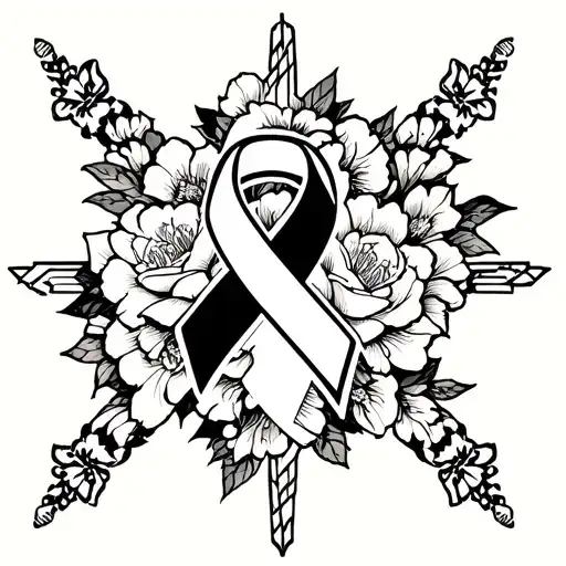  fuck cancer ribbon tattoo design idea