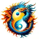Yin Yang Phoenix and Dragon Emerging tattoo design idea