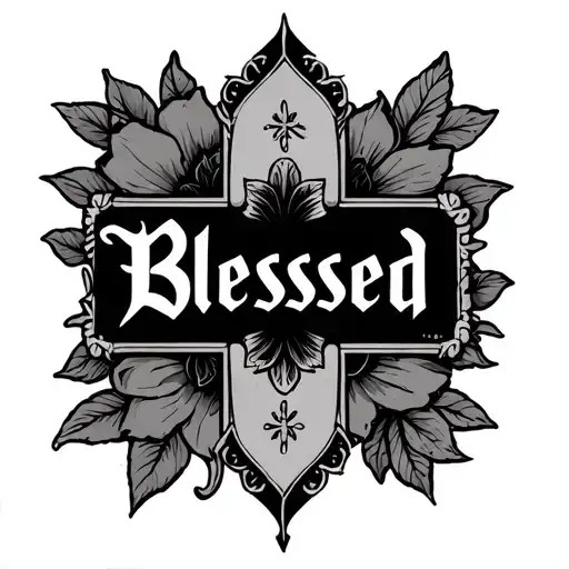 "Blessed" cross tattoo design idea