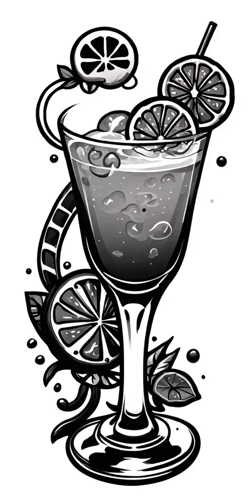 cocktails and gaming symbols tattoo design idea