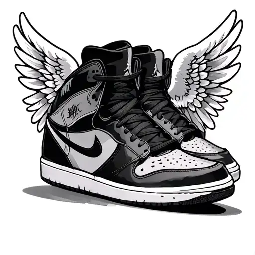jordan shoe with an angel wings tattoo design idea