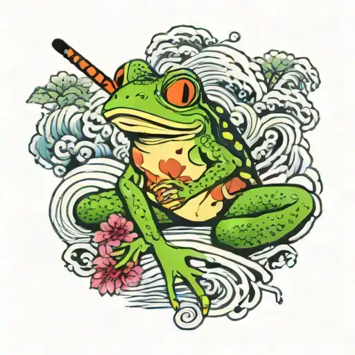 frog smoking tattoo design idea