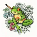 frog smoking tattoo design idea