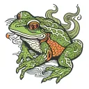 frog smoking tattoo design idea