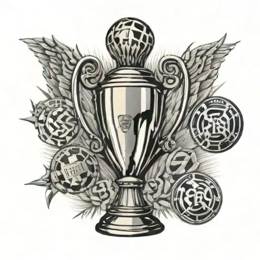fc bayern, Champions League trophy, year numbers 1973, 1974, 1975, 2001, 2013, 2020 tattoo design idea