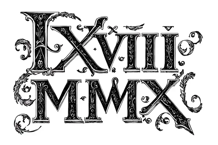 "I-XVIII-MMX" ROMAN NUMERALS tattoo design idea