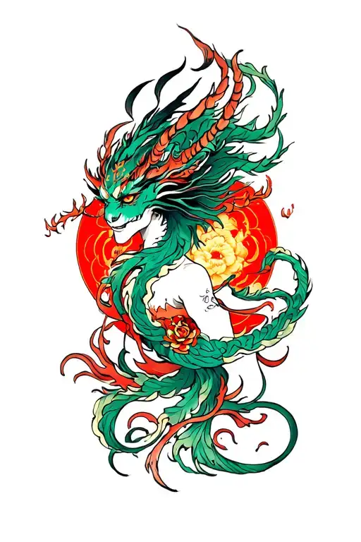 Make me a Djinn ifrit style back tattoo in traditional Japanese style tattoo design idea