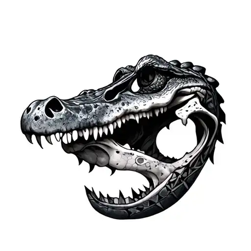 alligator skull sacred geometry tattoo design idea