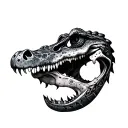 alligator skull sacred geometry tattoo design idea