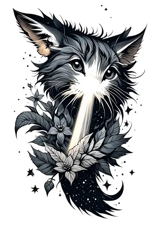 nature animals of a star with a comet tattoo design idea