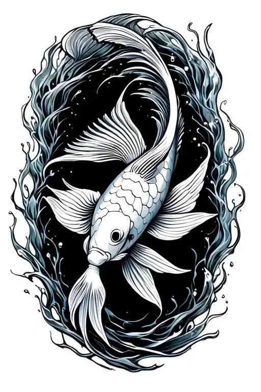 coy fish swimming tattoo design idea
