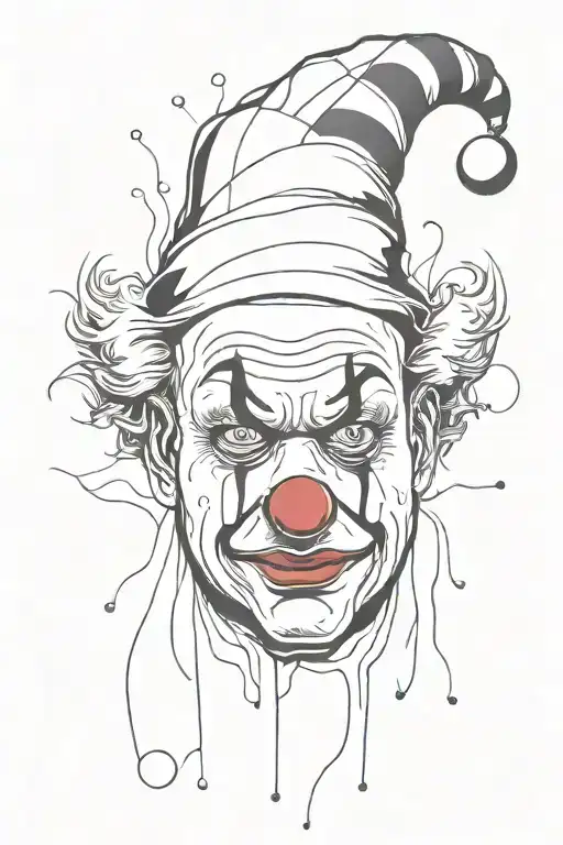 sad clown man falling tattoo design idea