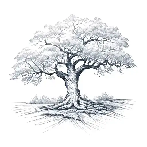 Travel, dreams, live oak tree tattoo design idea