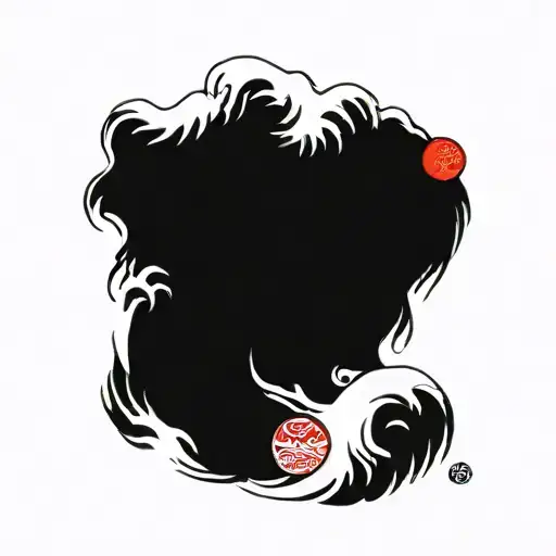 Daruma wave tattoo design idea