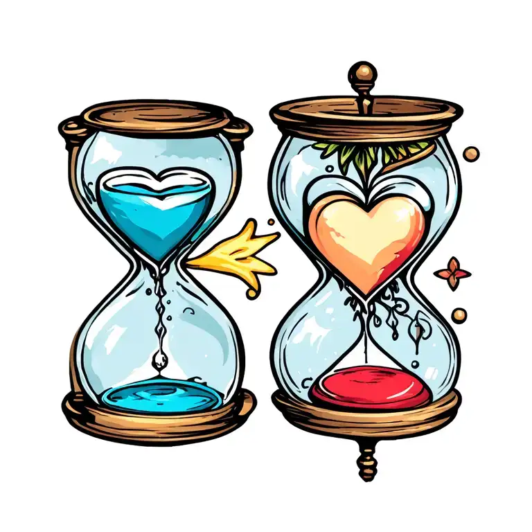 heart filling up hourglass tattoo tattoo design idea
