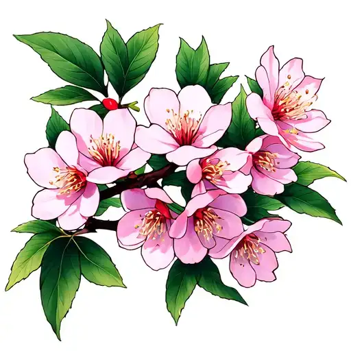 cherry blossom branch tattoo design idea