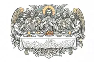 Mary,St Michael ,and The Last Supper scene tattoo design idea