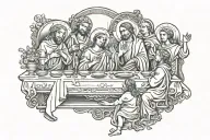 Mary,St Michael ,and The Last Supper scene tattoo design idea