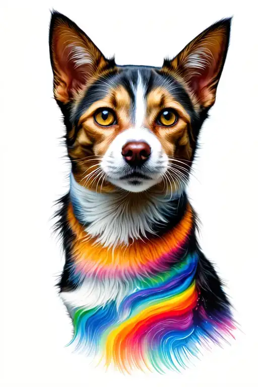 rainbow bridge with dog andcat prints slowly fading tattoo design idea
