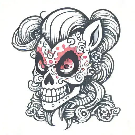 my little Pony , Harley Bobber, Punk skull wearing tattoo design idea
