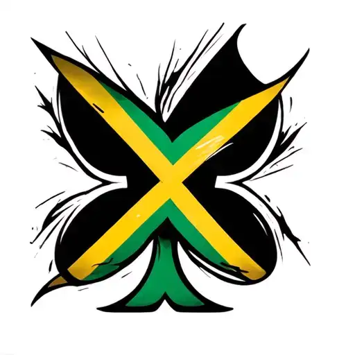 spade with jamaican flag incorporated tattoo design idea