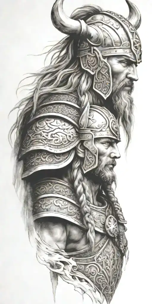 viking warriors valhalla tattoo design idea