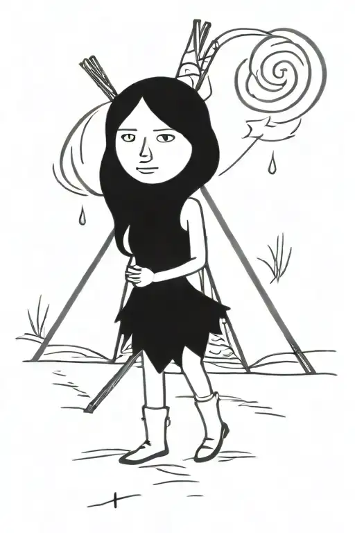 teepee, wild west, fire, rose tattoo design idea