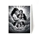 Clouds with rays shining on 4 grandchildren tattoo design idea