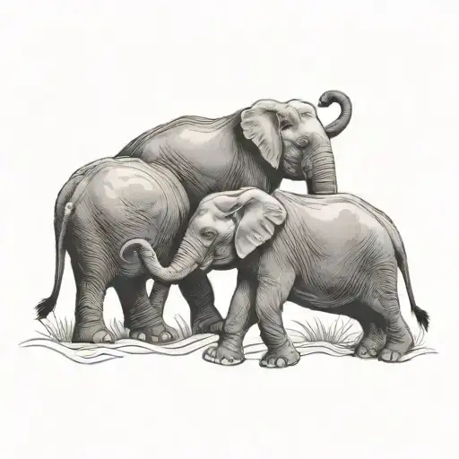 3 Elephants tattoo design idea